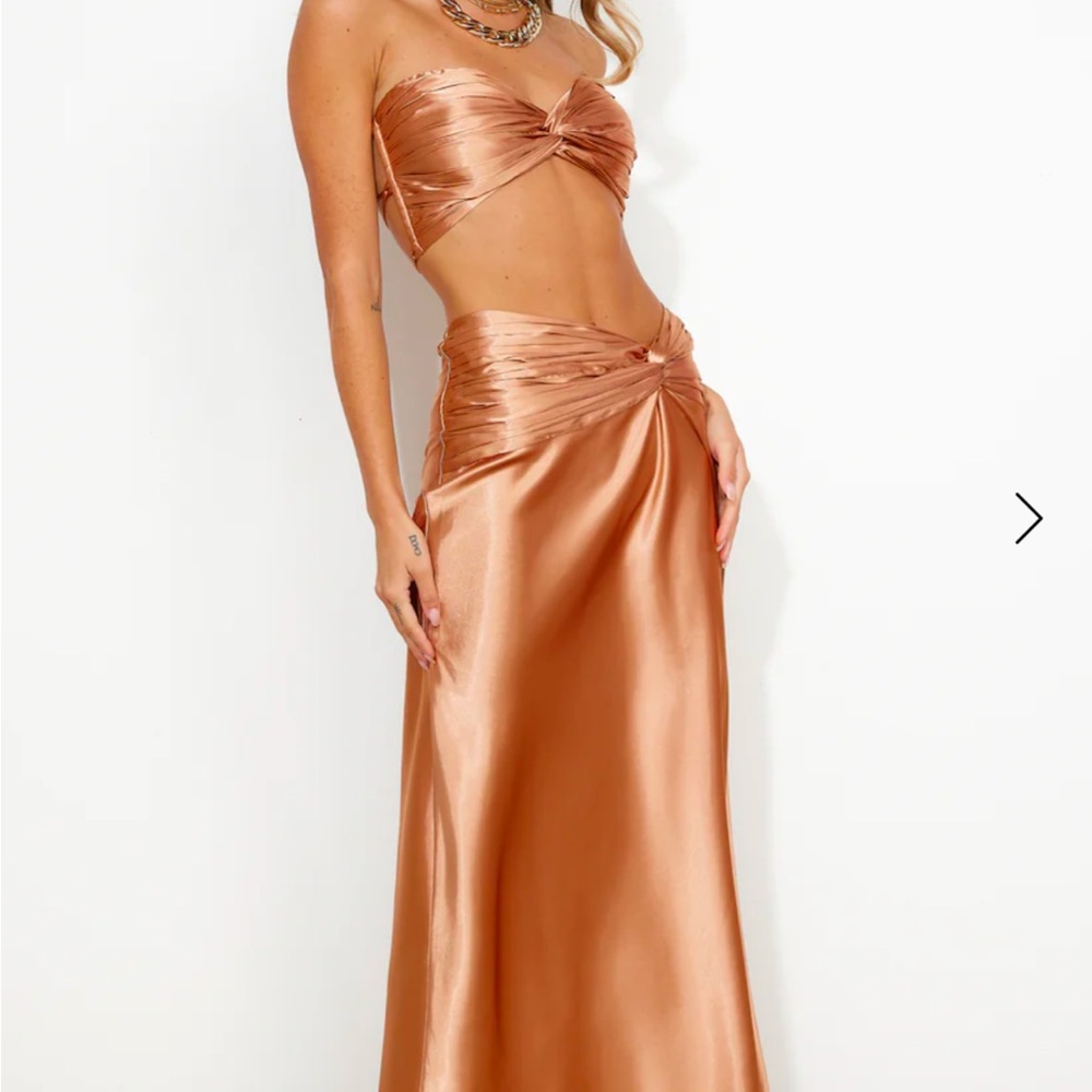 Elegant Satin Copper Skirt